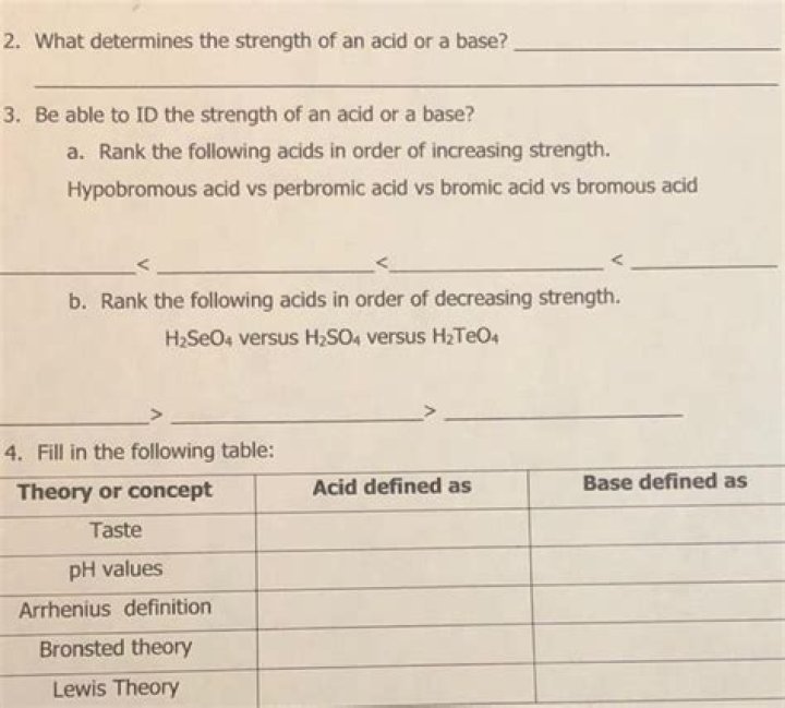 What determines the strength of an acid quizlet?
