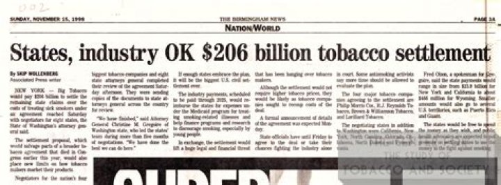 What did the 1998 tobacco industry settlement in the USA accomplish?