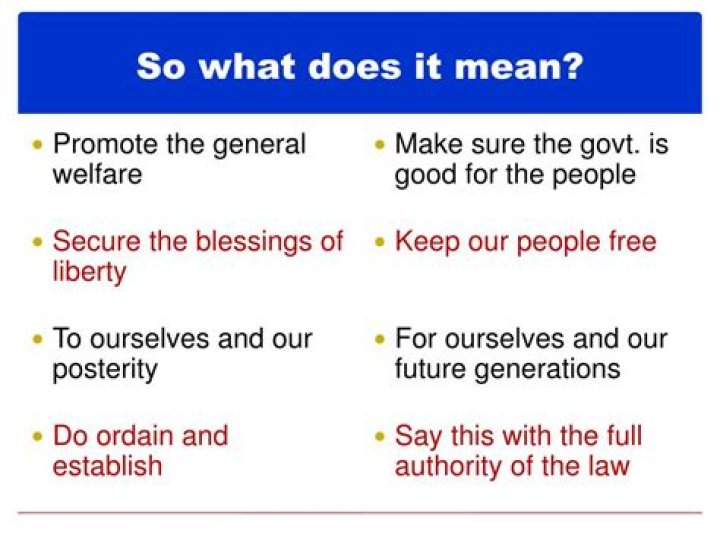 What do the 6 goals of the Preamble mean?