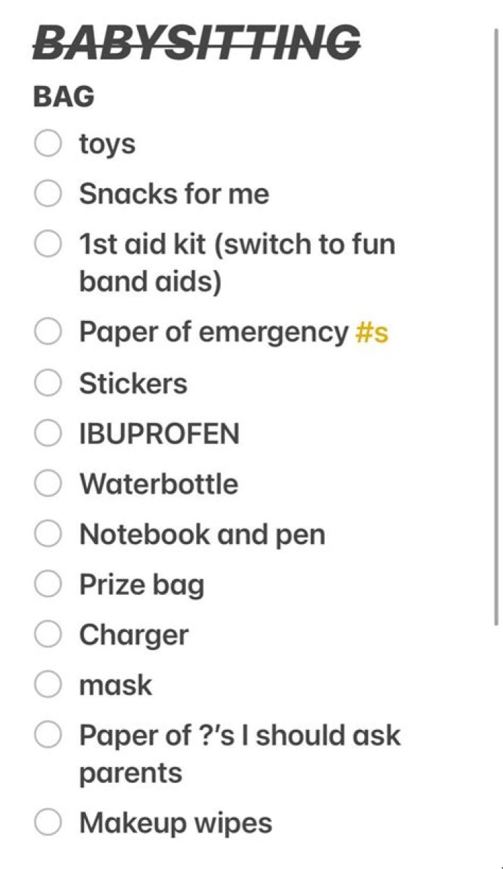 What do you need for a babysitting job?