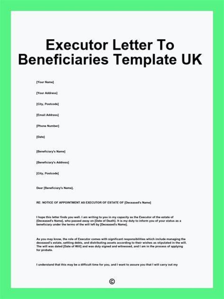 What does an Executor have to tell beneficiaries?