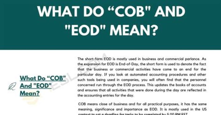 What does delivery by COB mean?