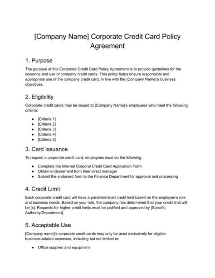 What expenses are allowed on a company credit card?