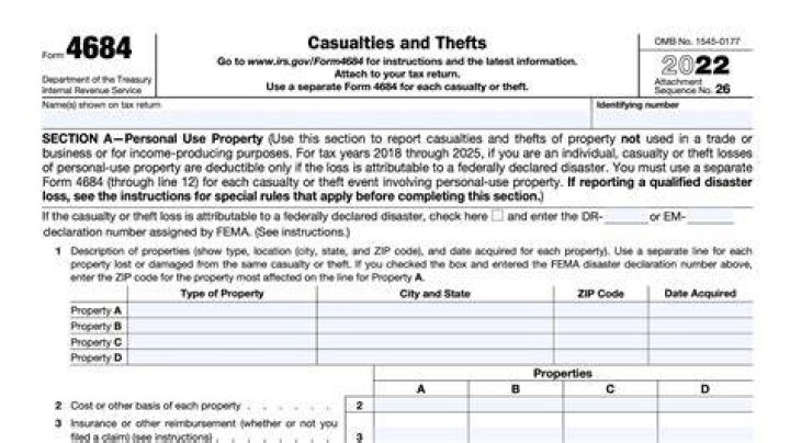 What form is used to report a casualty loss?