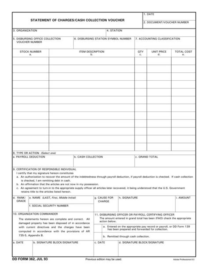 What is a dd form 362 used for?