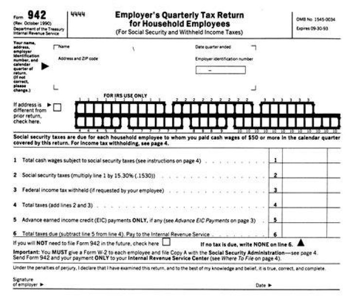 What is a Form 942?