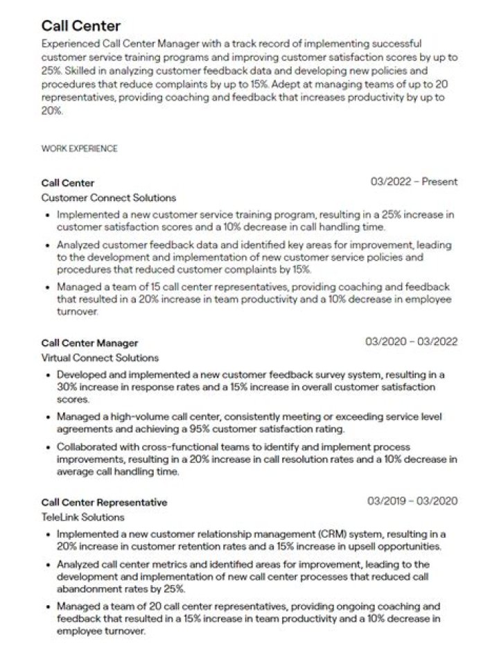 What is a good objective for a call center resume?