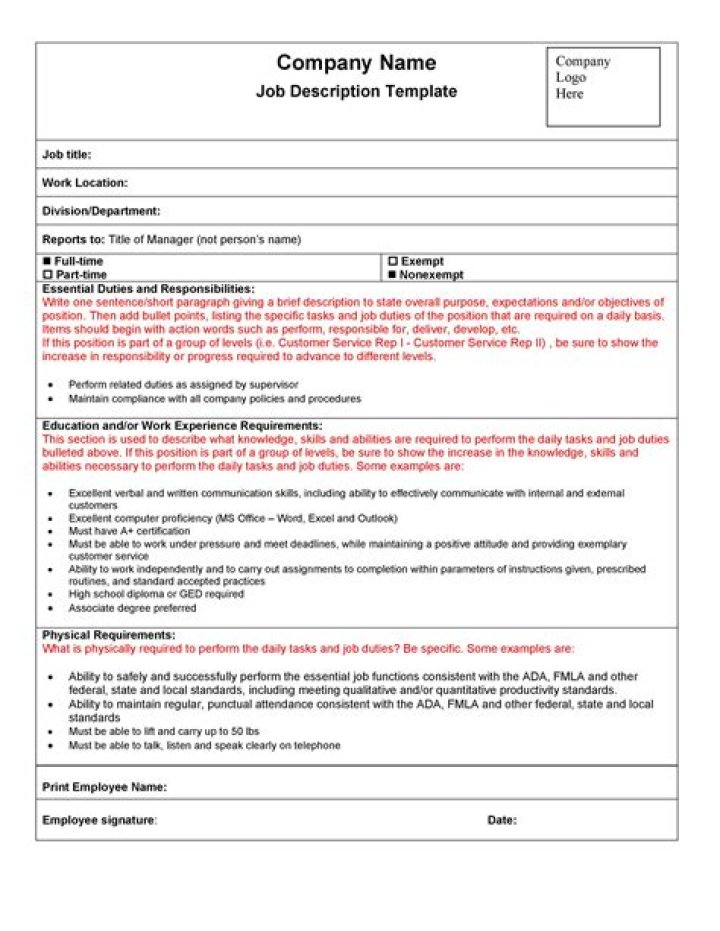 What is a job description letter?