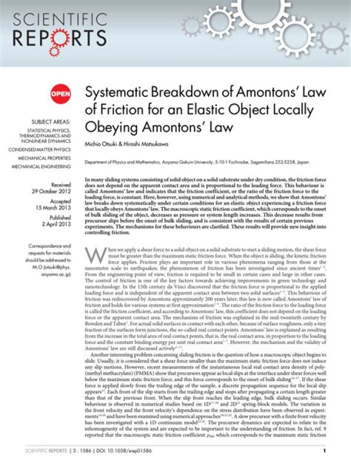 What is an example of Amontons law?