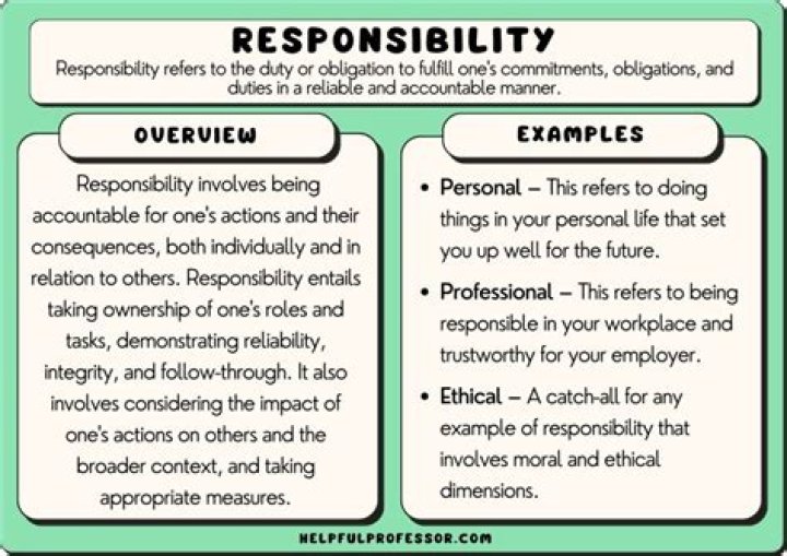 What is an example of personal responsibility?
