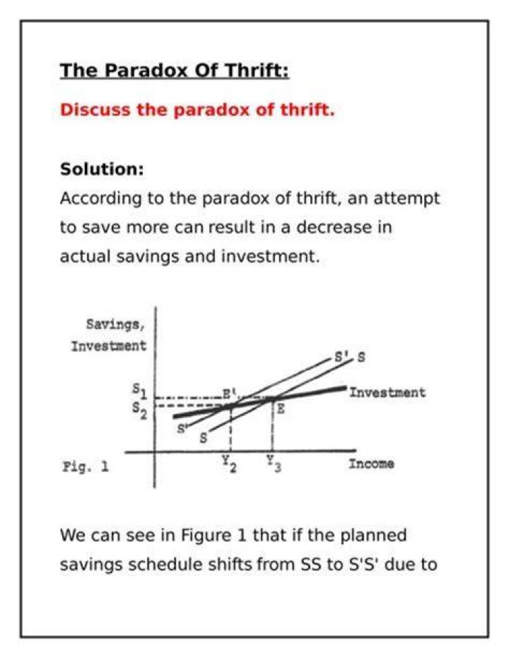What is an example of the paradox of thrift?