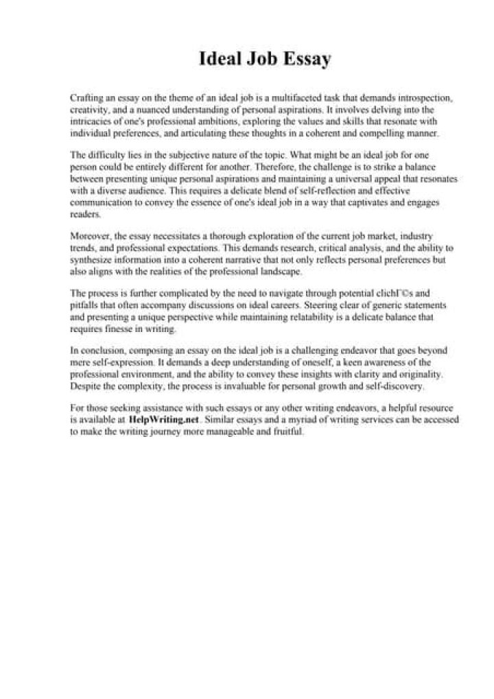 What is an ideal job for me essay?