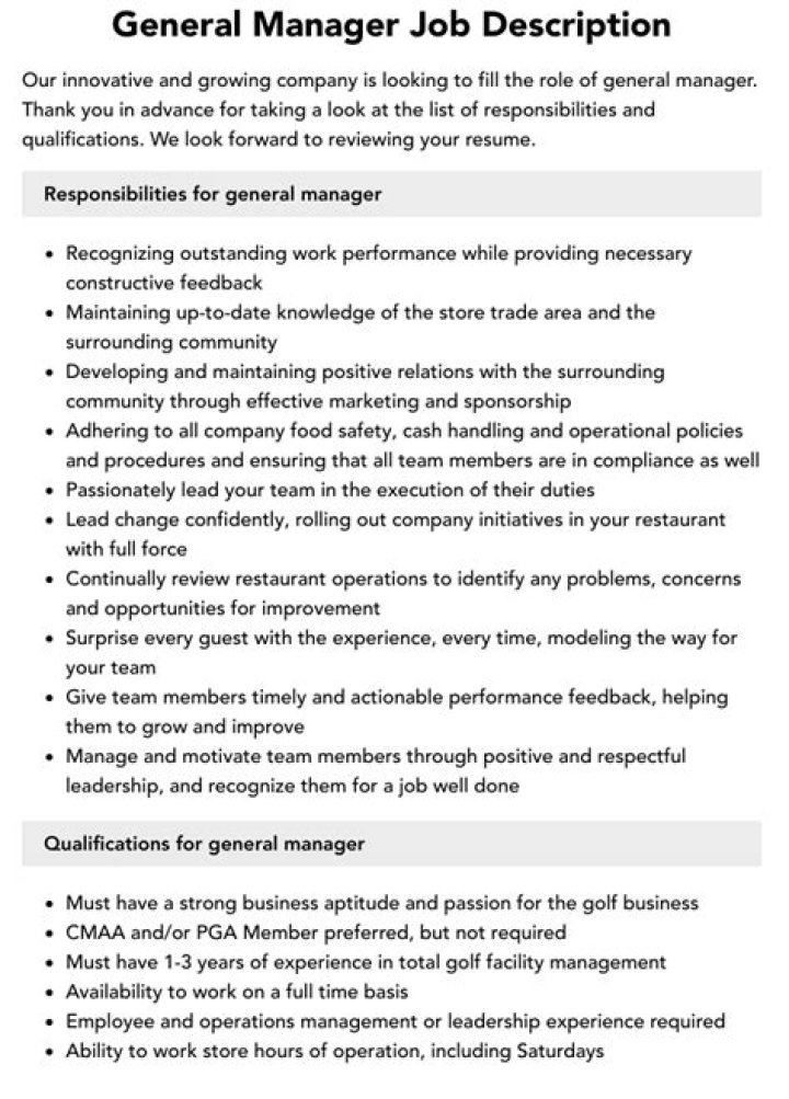 What is below general manager?