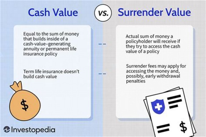 What is difference between cash value and surrender value?