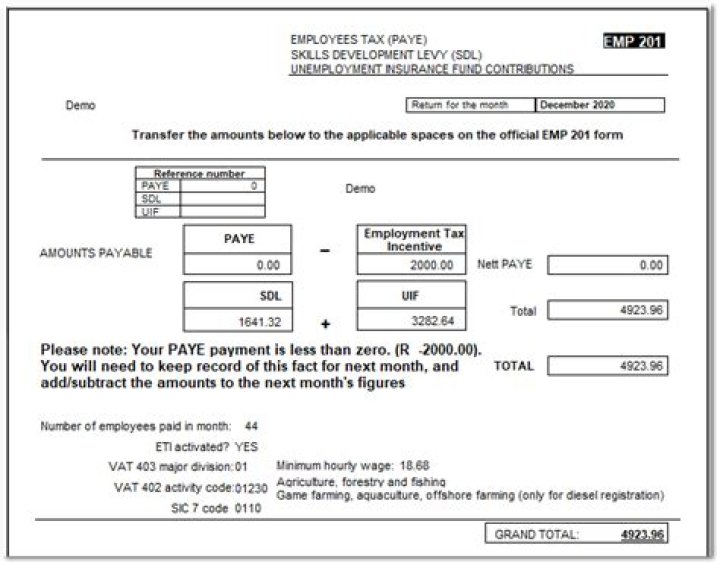 What is EMP201 form?