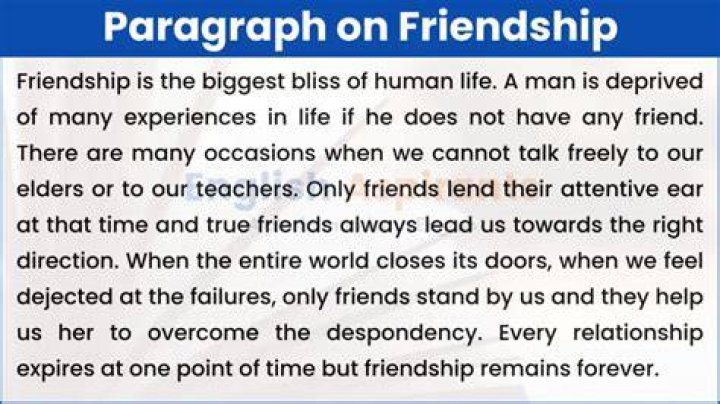 What is friendship short paragraph?