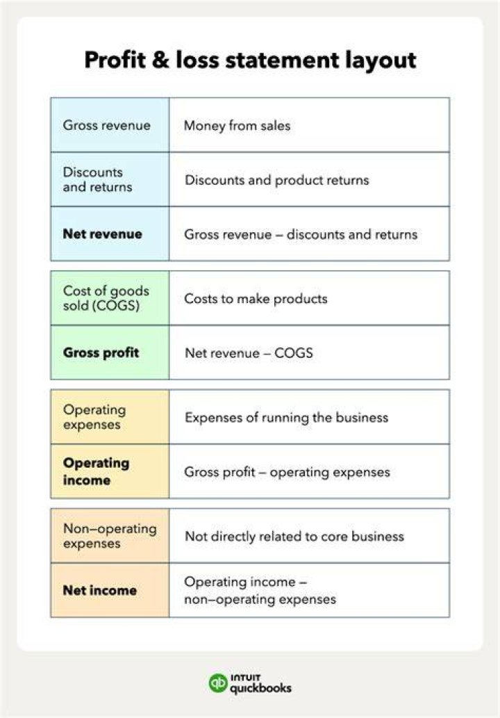 What is included in a profit and loss statement?