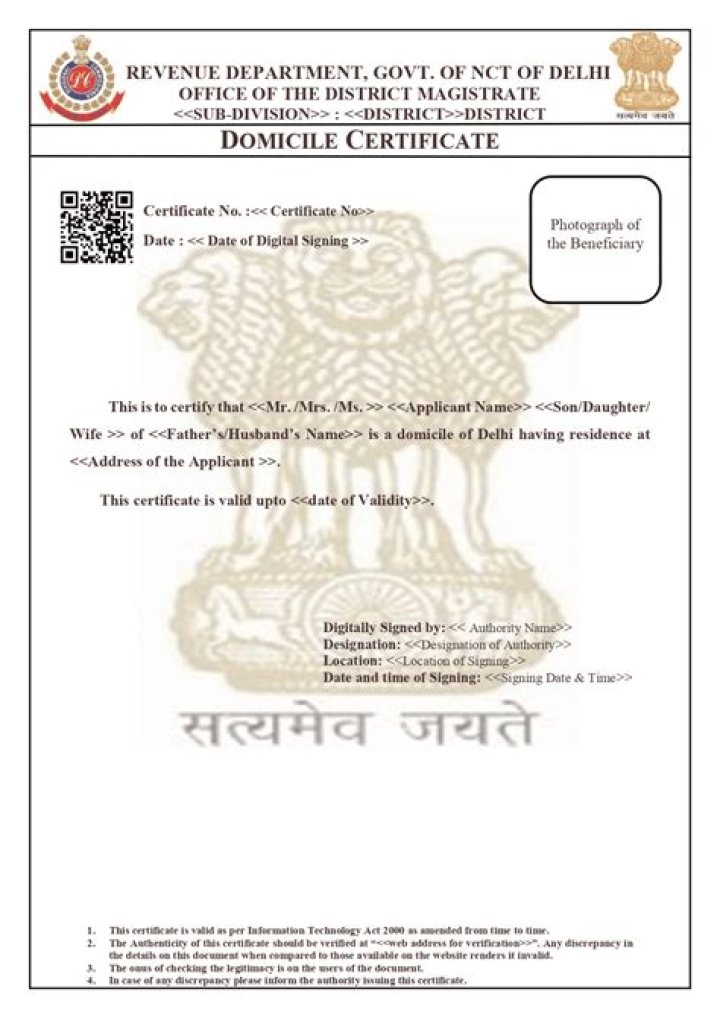 What is Indian domicile certificate?