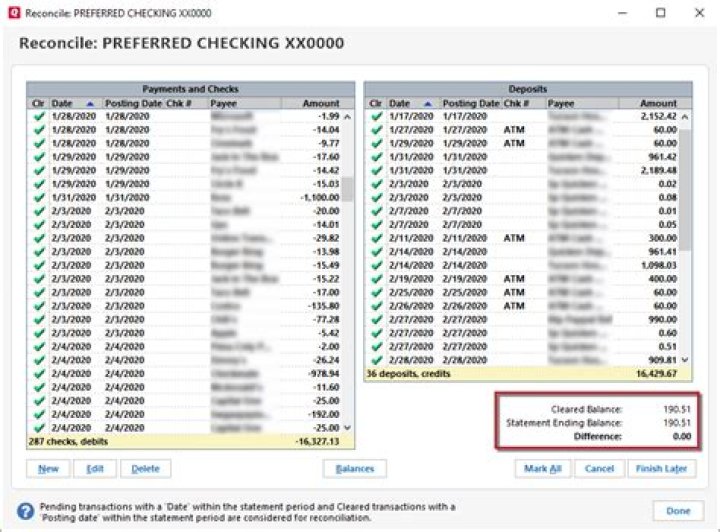 What is the difference between cleared and reconciled in Quicken?