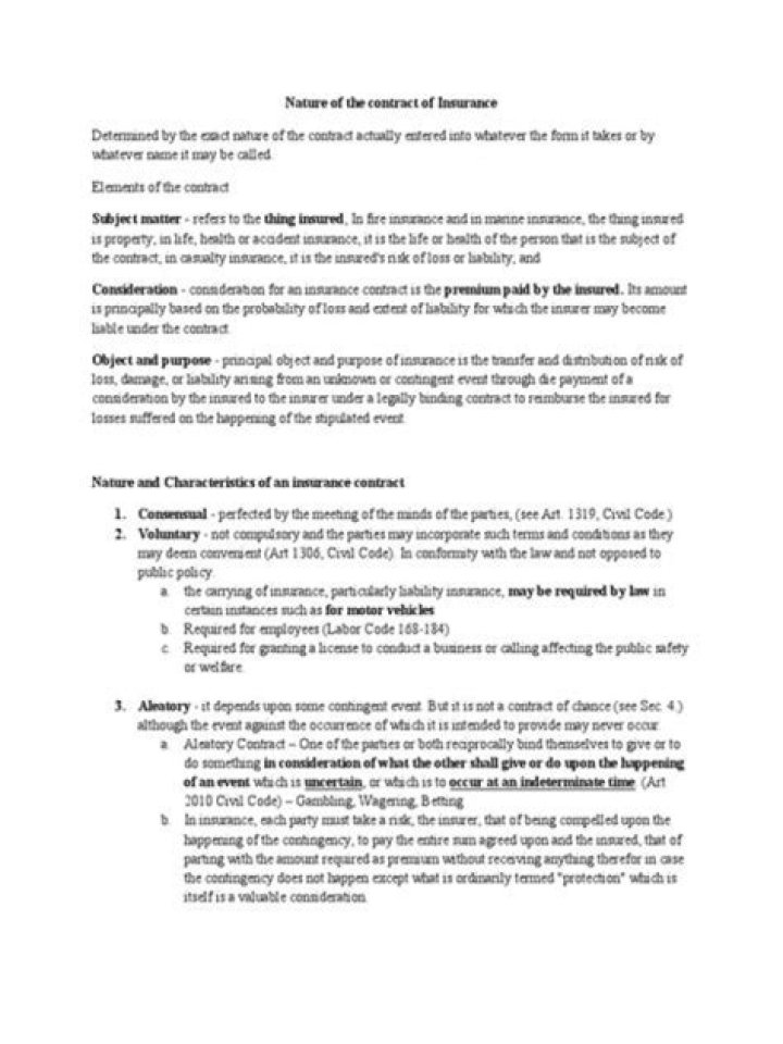 What is the evidence of the contract of insurance?