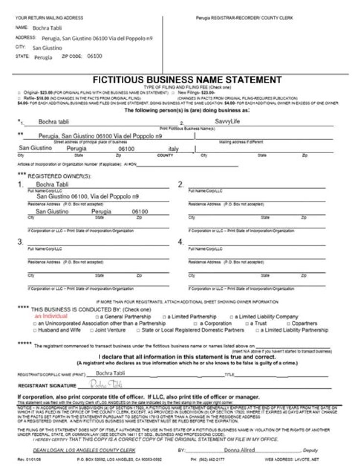 What is the purpose of a fictitious business name?