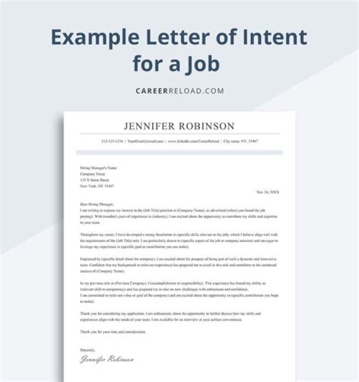 What is the purpose of a letter of intent for a job?