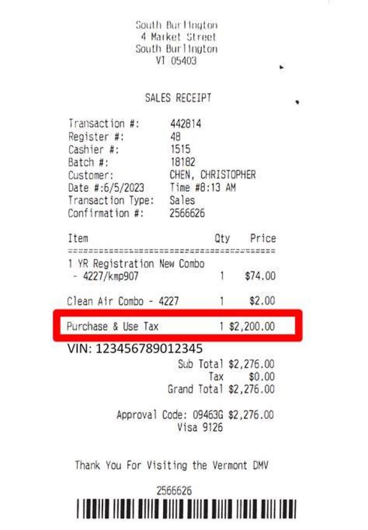 What is the sales tax on a vehicle in New York State?
