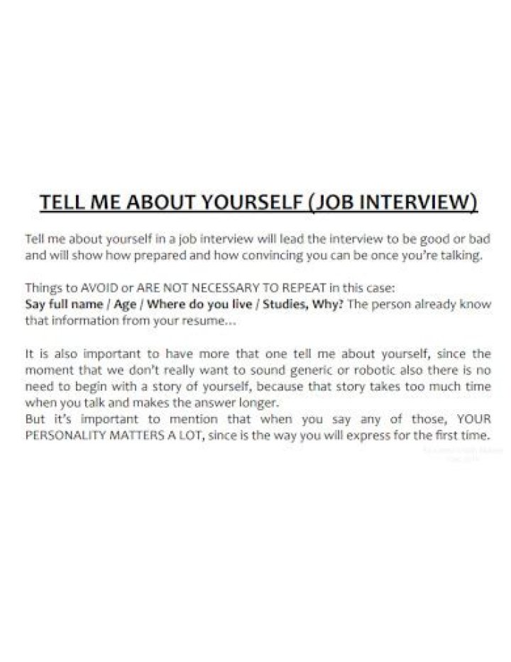 What to say to an employer when they ask tell me about yourself?