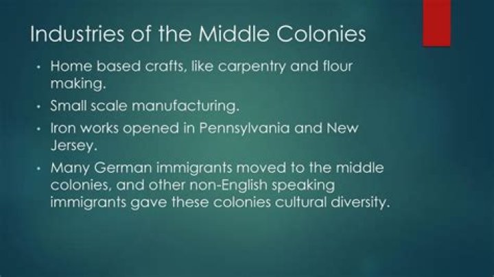 What was the industry like in the Middle Colonies?