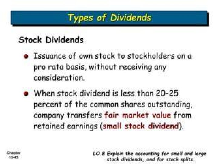 When a stock dividend is less than 20 25 percent of the common stock?