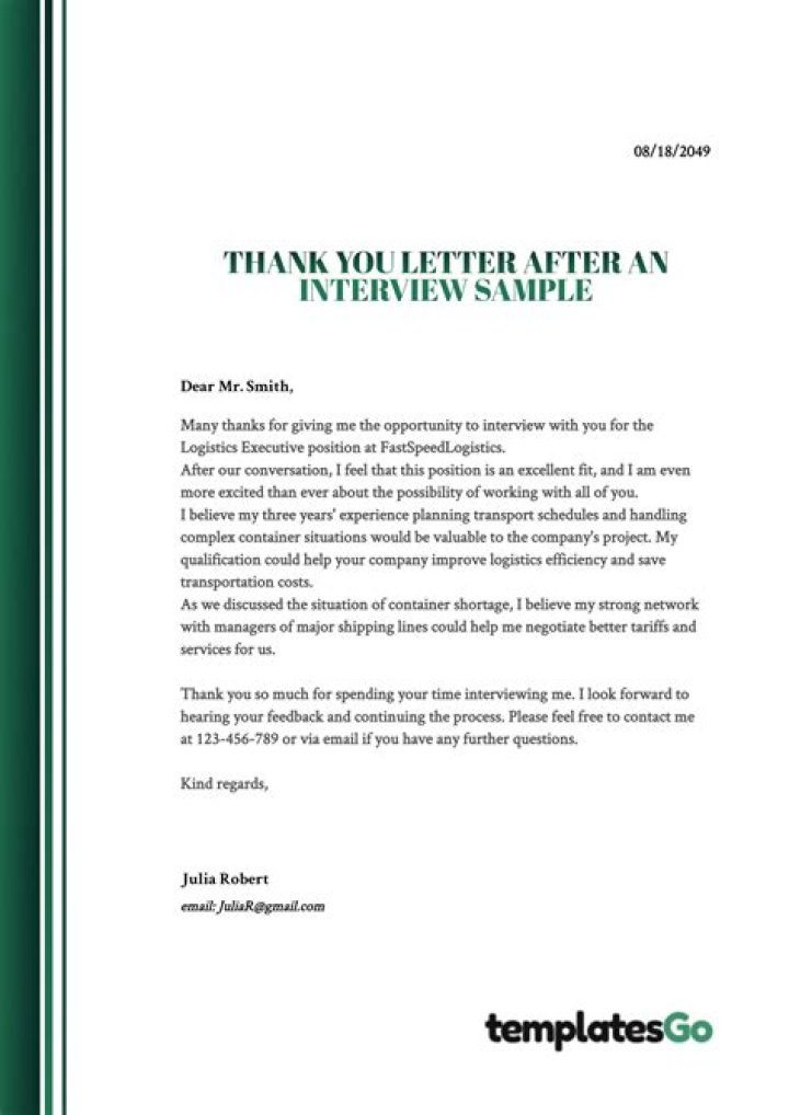 Why is it important to write a thank you note after an interview?